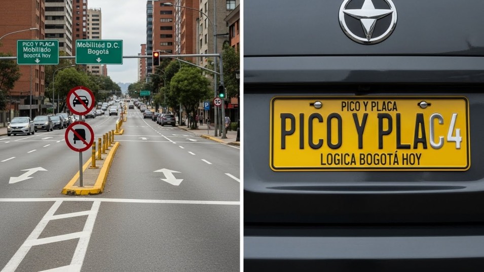 Vehículo particular en Bogotá con enfoque en el número final de la placa durante la restricción de pico y placa.